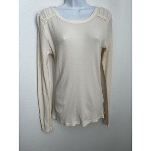 Lucky Brand Top XL Waffle Knit Thermal Long Sleeve Sweater Knit Back Excellent